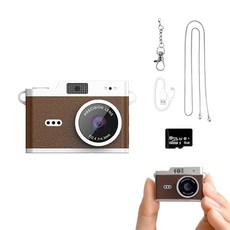 FDUCE 레트로 미니 디지털 감성 초소형 카메라 CCD1+ 8GB 메모리 카드, CCD1 다크 브라운, 1개