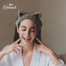 Krramel 貓咪束髮帶 居家洗臉化妝適用 舒適絨毛材質 多色可選, 1個, 綠大號建議佩戴頭圍54-60(顯白)
