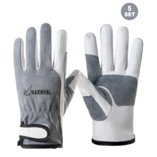 알곤 용접장갑 가시장갑 내열 작업 장갑 - 나르웨일통상, 백색 + 회색 - ( 프리미엄 ), 5세트