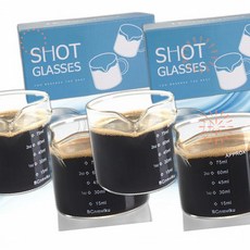 BCnmviku 샷 글라스 에스프레소 유리 계량컵 트리플 피처 우유컵 2개 세트 2개 WL