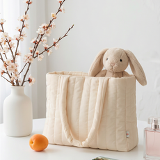 채비담 포근맘백 대용량 기저귀가방 누빔 육아가방 외출가방 소풍가방, 복사빛(복숭아빛) 아이보리