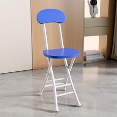 둥근 접이식 의자 등받이 간이 스툴 휴대용 체어 소프트, 1개, 1 보강 단단한 표면 포함 화이트 프레임 블루