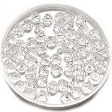 Bead 크리스탈 4mm 주판알비즈 한팩 100알 컬러선택, 투명, 1개
