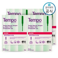 템포 내추럴코튼 탐폰, 슈퍼, 16개입, 4개, SUPER