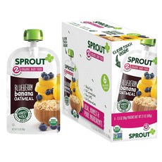 스프라우트 어린이 스무디, 6개입, 블루베리 + 바나나 + 오트밀(Blueberry + Banana + Oatmeal), 99g