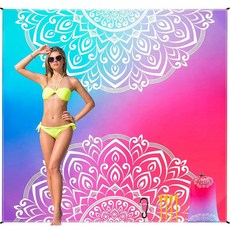 HIHOHO 해변 담요 방수 모래 방지 매트 1-8세 성인용 빠른 건조 내구성 있는 야외 피크닉 매트 축제 여행 캠핑 하이킹용 기울기-BL & W 200.9cm x 2, 6'11" x 6'7", 그라디언트 만다린