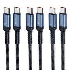 Toocki 단선 방지 E Marker 칩 100W C to C 타입 초고속 메탈 충전 케이블, 불루, 3개, 1m