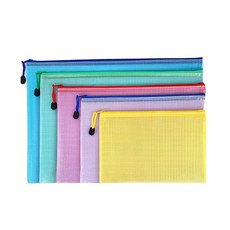 防水網格收納袋 文具資料袋 透明文件收納袋 整理分類 (顏色隨機 多種尺寸), 【A5】18x24cm, 30個