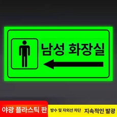 화장실 표지판 우측 안내사인 야광 접이식, 남성용 화장실 왼쪽 - 야광 ABS