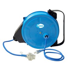 【附發票】E812A 自動收線器 15M電線、自動捲線輪、電源線、插頭、插座、電源線捲線器、電源線收線器、HR-812A, 1個, 藍色, 15m