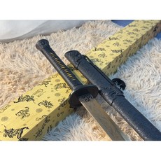 古風墨龍橫刀，手工鍛打高錳鋼刀身，鋅合金纏皮手柄，實木合成皮刀鞘，收藏擺設, 1個