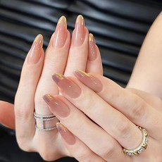 DFMEI 手工穿戴甲高級感甜美可愛ins風顯白糖豆美甲片可拆卸假指甲30片, 1個, 1g, JHD142-落日餘暉:穿戴甲30片/條