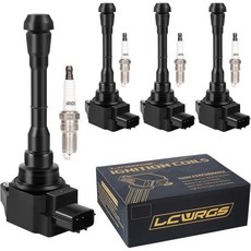 4개 세트 점화 코일 팩 및 플러그 닛산 주크 1.6 터보 L4 2011년 2012년 2013년 2014년 2015년 2016년 2017년 1.6L 교체용 UF659 22448