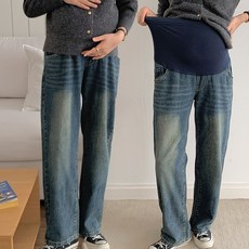 [당일출고] 수엠W 임산부 복대형 청바지 허리밴딩 조절 빅사이즈 편한 데일리 데님팬츠 B049 모먼트맘청바지