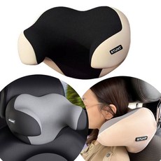 3D메모리폼 차량용목쿠션2개 자동차목베개 bes+74983Gs, 베이지그레이2개