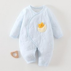 嬰兒連體絎棉棉服 秋冬新生兒偏扣護肚哈衣