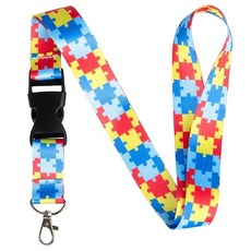 Smart School Educational Products 열쇠 및 ID 배지용 퀵 릴리즈 버클이 있는 다채롭고 재미있는 학교 랜야드 자폐증 인식 표준