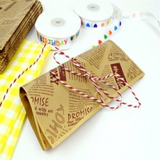 콩군하우스 만능왁스포장지 50매입 빵봉투, 노란체크