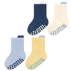 KIDS PARK 素色純棉止滑童襪4雙組 - 寶寶學步襪/防滑襪/純棉襪 - 多色可選