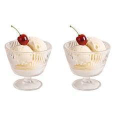 델리글라스 스트라이프 아이스크림잔 340ml TK9003-4, 투명, 2개