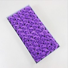 情人節三層仿真香皂玫瑰花禮盒：DIY花束材料包，2.5萬人好評，多層次設計，打造獨特浪漫。, 中紫一盒/50朵, 1個