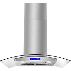 COSMO COS-668ICS750 30인치 루민 컬렉션 380 CFM 덕트형 아일랜드 레인지 후드 소프트 터치 컨트롤 LED 조명 스테인리스 스틸, 36 inch Glass Island Range Hoo, Range Hood