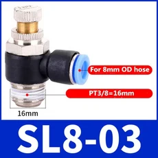Air SL 1/8 1/4 3/8 1/2 속도 제어 공압 피팅 스로틀 밸브 컨트롤러 4 6 8 10mm 호스 튜브 빠른 연결 조절, 01 1pcs