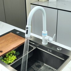 廚房抽拉式三合一冷熱水龍頭淨水器直飲洗菜盆用帶氛圍燈, 1個