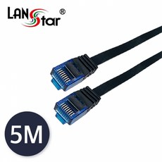 랜스타 CAT.7 UTP 평면 랜케이블 블루콘넥터 DIRECT, BLACK, 1개, 5m
