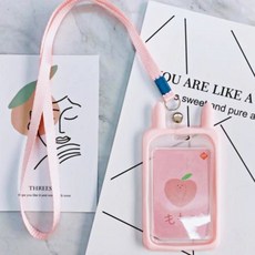 귀여운 실리콘 카드홀더 목걸이 사원증 포토카드 어린이 4colar, 핑크 DC002821