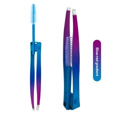 핀셋2in 1 눈썹 족집게 및 브러시 전문 미세 머리카락 풀러 메이크업 도구 선택된 강철 뷰티 클립 제거, 03 Blue-red, 1개