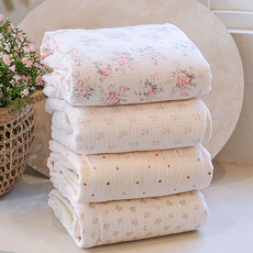 두꺼운 밍크 거즈블랭킷 100X140 아기 유아 극세사담요, 레트로플라워