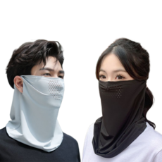끌레르 남녀노소 자외선 차단 숨쉬기 편한 골프 자전거 러닝 쿨링 마스크 1+1, 1세트, 딥블랙 + 라이트그레이