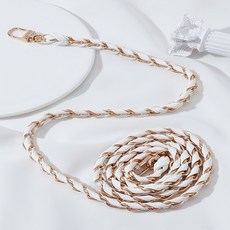 1개 인조가죽 철제 체인 가방 스트랩 합금 버클 연한 금색/흰색 115x1cm, 혼합색