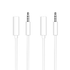 2개 4극 이어폰 연장선 연장케이블 3.5mm 스테레오 헤드폰 오디오 마이크 1M, 4극 이어폰 연장선 1M 2개