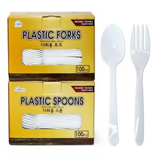 생활미소 다회용스푼 100입 + 다회용포크 100입, 100개, 1세트