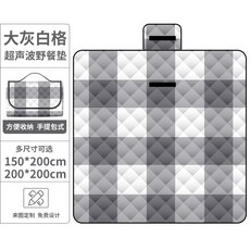 可愛野餐墊加厚加棉防水防潮沙灘墊野餐布便攜戶外野營帳篷地, 大灰白格超聲波