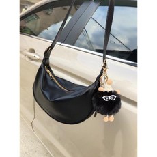 가죽 가방 DIY 만들기 공예 키트 스마일백 모던중성 물만두 숄더크로스백, 블랙 + 키링