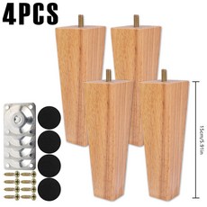 가구 다리 48Pcs 정사각형 피트 61015cm 단단한 나무 소파 나사 장착 플레이트 패드가있는 교체 높이, Wood 색상-15cm-4Pcs