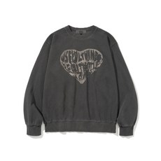 니티드 피그먼트 하트 맨투맨 차콜