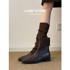 레트로 무드 앵클부츠 스판 삭스부츠 여성 데일리 미들힐 구두