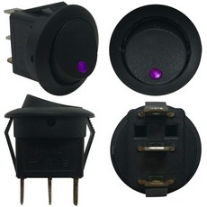 셔코오토 4팩 보라색 조명 LED SPST 토글 스위치 다용도 12V 20A 원형 로커 구색 키트 직경 21mm에 적합 올아메리칸 소재로 미국산, Purple LED