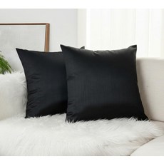 Aiking Home 61x61cm(24x24인치) 인조 실크 스퀘어 유럽 샴 지퍼 잠금 아쿠아(2개 세트) Collection 129763 8926574191, 블랙