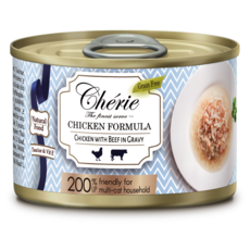 Cherie 法麗 微湯汁系列 貓咪主食罐165g, 1個, 天然嫩雞佐牛肉