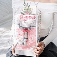 라운드오프"기억에 남을"특별한 장미 꽃다발(LED+케이스), 핑크, 1개