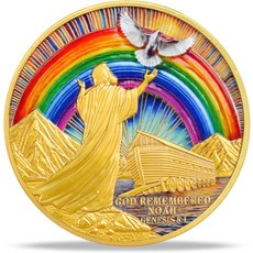하나님의 희망의 언약 주화 노아의 방주 창세기 9장 13절 신앙 토큰 기독교 선물 남성 여성 종교 유산, God’s Covenant of