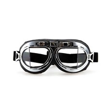 CRG Sports 빈티지 에이비에이터 파일럿 스타일 오토바이 크루저 스쿠터 고글 T08 T08BCB - 페어런트, 투명 렌즈 실버 프레임