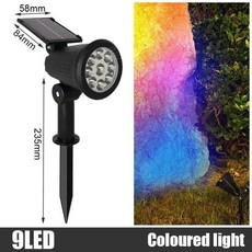 9LED 태양광 스포트라이트 – 정원 마당 및 야자수용 밝기 조절이 가능한 IP65 방수 야외 RGB 조경, 3개