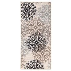 슈퍼ior 실내 러너 러그 주트 뒷면 입구 사무실 거실/식당 침실 주방 견목 바닥 꽃무늬 스크롤 장식 Leigh 컬렉션 7인치 x 2.4m(2피트 8피트)