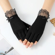 윈즈 여성 운전장갑 손가락 스마트폰 터치 레이스 반 장갑 gv-4401, 블랙44, 1개